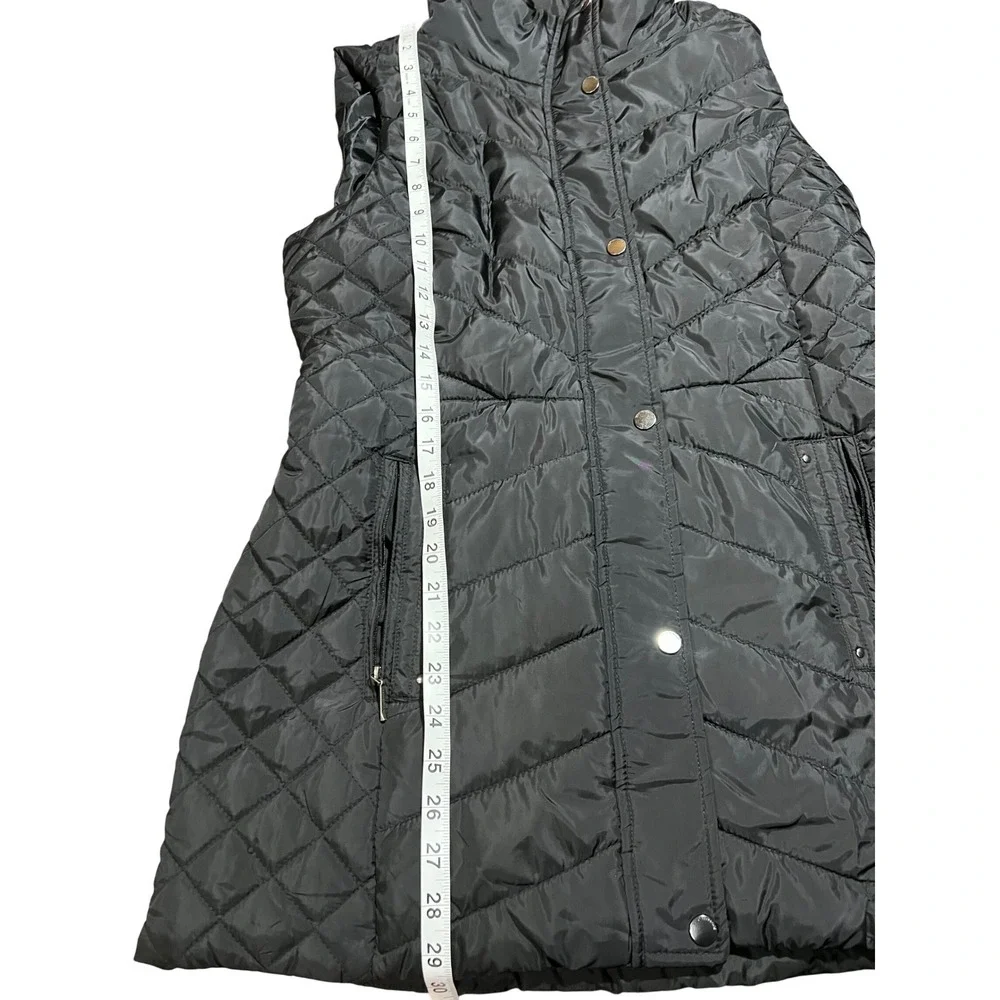 Weatherproof Womens Black Quilted Puffer Vest Longline Snap Front Small S/CH - Picture 5 of 9